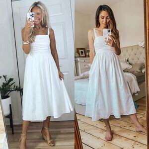 New Abercrombie Emerson Poplin Wide Strap Midi Dress